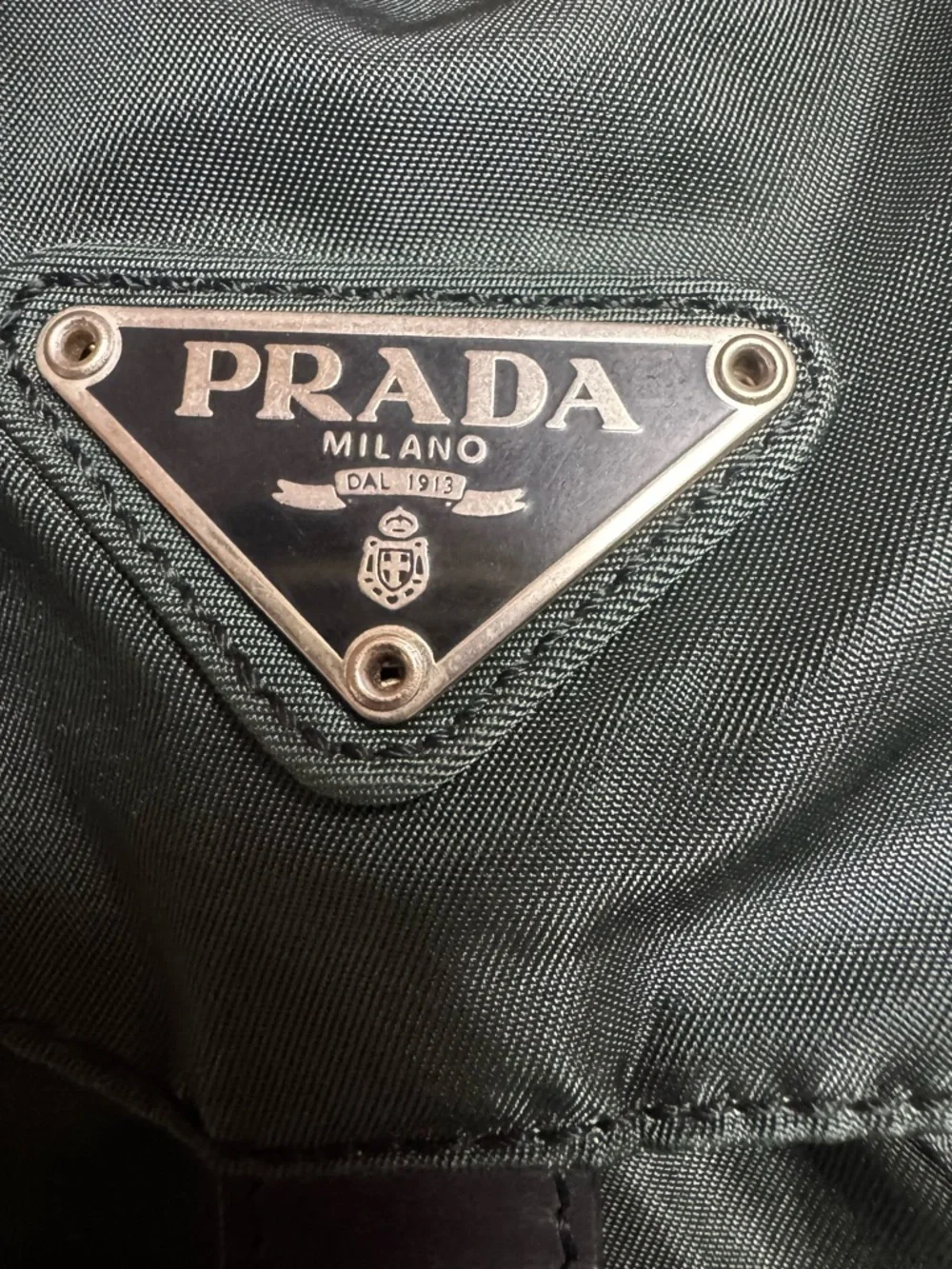 PRADA Vela Double Front Pockets Nylon Backpack Green COA & Dust Bag Medium - Picture 6 of 16